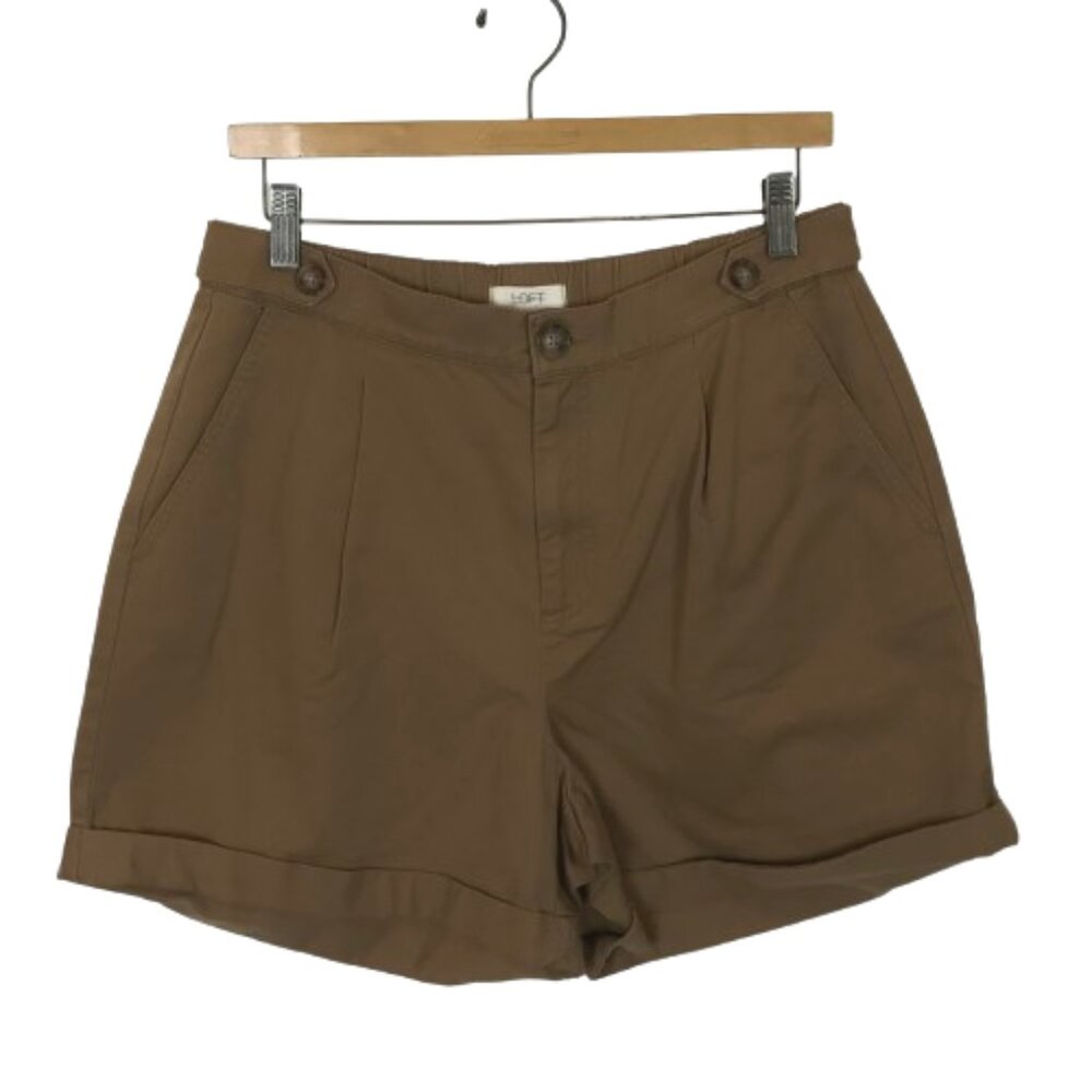 NWT Ann Taylor LOFT Womens Size 8 Brown Elastic Stretch Shorts in Twill NEW